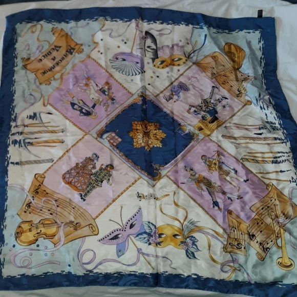 Made in Italy 100% Silk Accessories - Masqerade A Venice Italy‎ Silk Scarf Hand Rolled